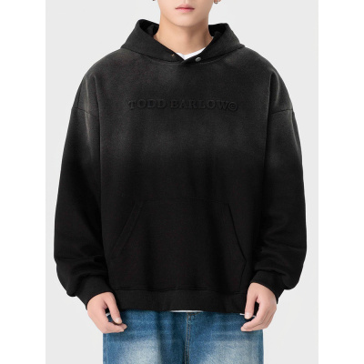 |连帽卫衣男士早秋新款字母钢印帽衫青少年潮牌宽松渐百搭