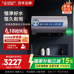 AO史密斯60升电热水器 国家补贴 金圭内胆 双棒分离速热 免换镁棒 免清洗短款 E60ED8-B