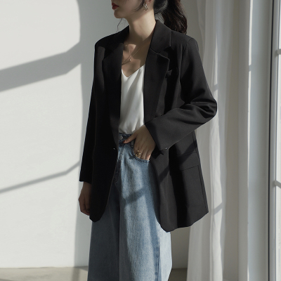 语娄西装外套女春秋韩版学生休闲英伦风黑色短款小个子西服设计感小众2021西装