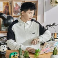[1.5折价76元]唐狮春秋季新款有翻领卫衣男士长袖polo衫拼接日系港风上衣潮