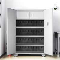 格具(GEJU) 加厚金属武器存放柜管制器械保管柜密码锁存储柜灰白色1.5米高 可放50把手枪
