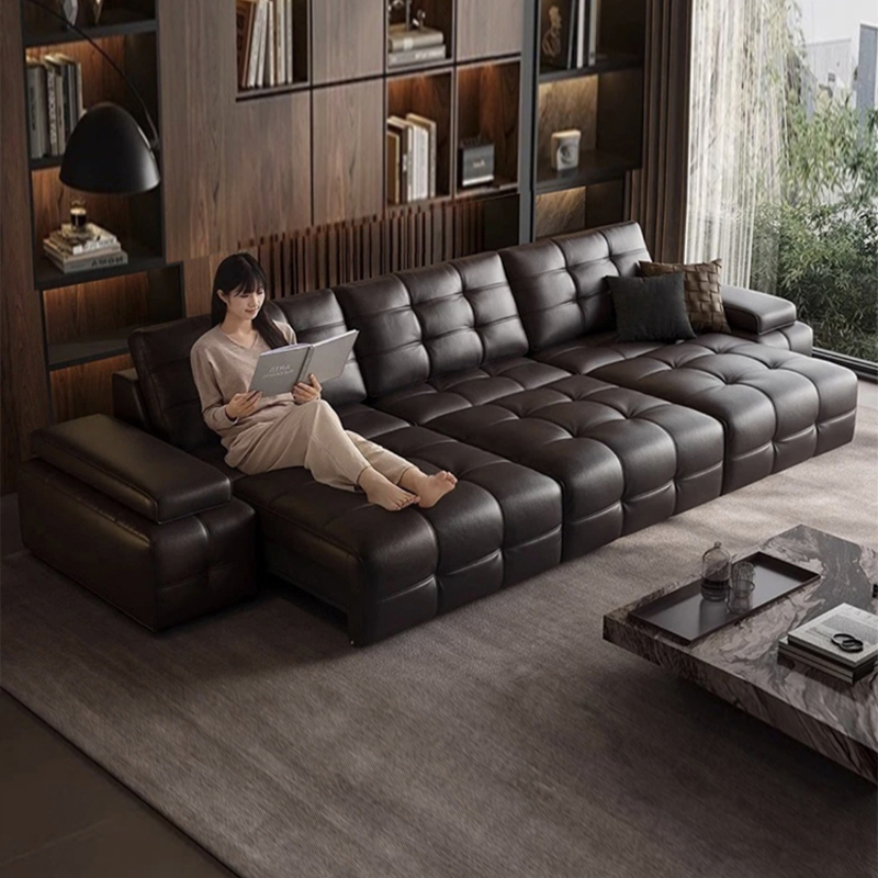 虔度电动劳伦斯真皮沙发意式客厅零靠墙多功能直排牛皮沙发