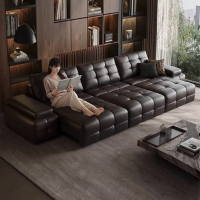 虔度电动劳伦斯真皮沙发意式客厅零靠墙多功能直排牛皮沙发