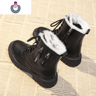 FISHBASKET马丁雪地靴子女士冬鞋2020冬季新款百搭加绒加厚短靴保暖棉鞋防滑靴子