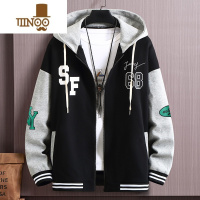 YANXU开衫卫衣男款连帽宽松拼色加肥加大码300斤8胖子休闲外套