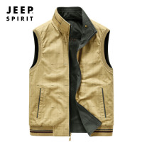 JEEP吉普春秋双面穿马甲男两面穿马夹多口袋大码立领