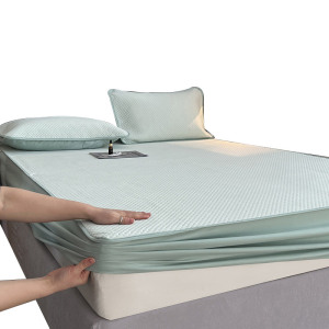 夏季可水洗凉感丝凉席纯色凉席床笠款三件套 TP2788
