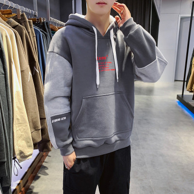 [3件8.5折92.7元,叠加优惠券]唐狮秋季卫衣男士卫衣男拼接薄款连帽卫衣青少年卫衣男