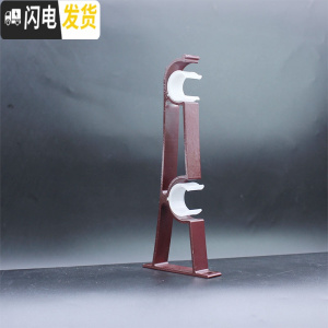 三维工匠窗帘罗马杆支架窗帘杆底座托顶装挂钩架子窗帘架双杆单杆固定配件 加厚酒红色侧装双杆支架1个