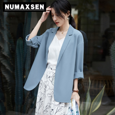 纽曼森（Numaxsen）小西装女夏季薄款外套宽松2021新款休闲韩版网红气质雪纺小西服上衣