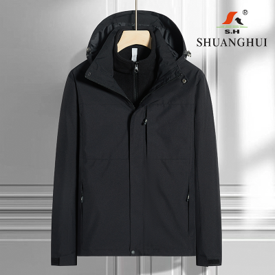 双惠男女款冲锋衣上衣SHL09A,防水面料,可拆卸抓绒内胆,多色可选M-4XL