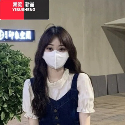 YIBUSHENG装微胖茶系穿搭配一整套今年流行漂亮牛仔背带连衣裙子女两件套