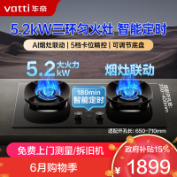 华帝(vatti)燃气灶家用5.2kW 嵌入式定时猛火灶 可调节免扩孔70%热效率 烟灶联动灶具i10309D(天然气)
