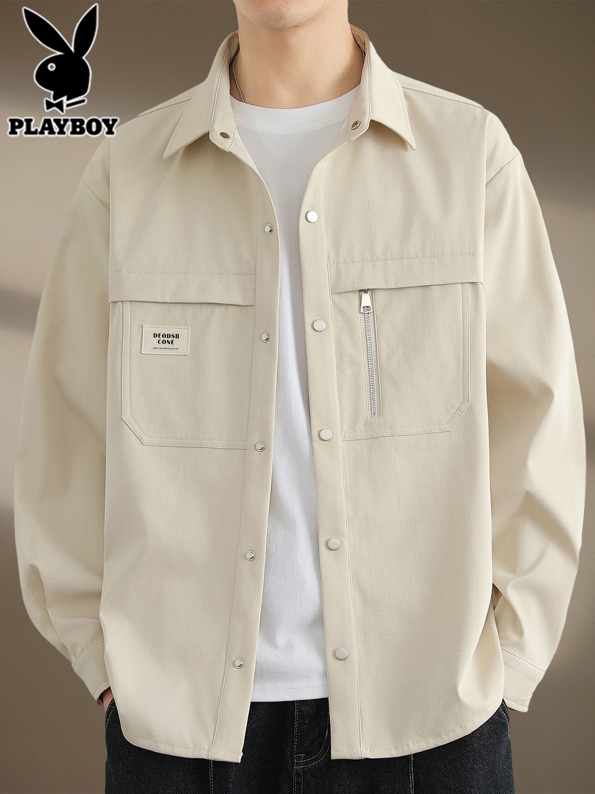 花花公子衬衫外套男士2025年秋季潮牌百搭工装上衣服休闲长袖衬衣