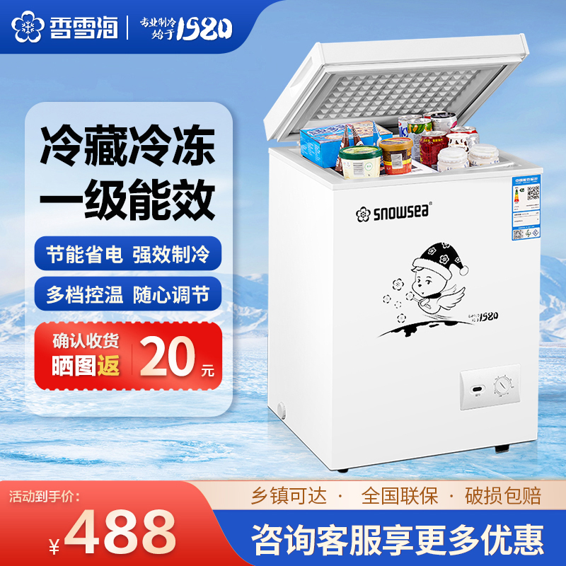 香雪海 98升 冰柜小型家用 一级能效 冰柜 冷柜家用顶开门 卧式冷柜冷冻冷藏转换 单温柜 BD/BC-98S158