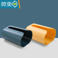 敬平纸巾盒厨房壁挂式创意抽纸盒家用客厅餐巾纸免打孔厕所卫生间收纳 深蓝+黄色