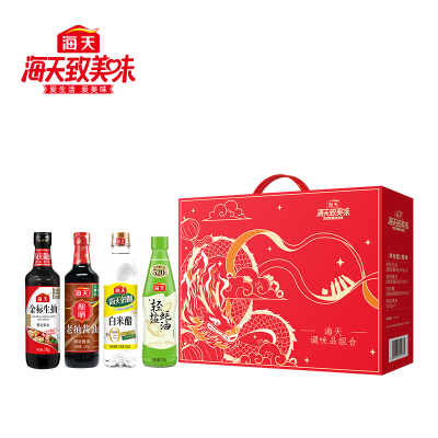 海天 龙腾四海 调味品生抽老抽耗油米醋礼盒 [598g+610g+520g+500ml]