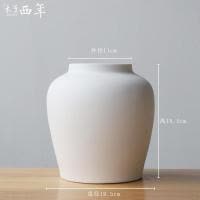 简约现代欧式客厅摆件白色陶瓷大号花瓶小清新矮胖亚光磨砂干花瓶 三维工匠 花瓮