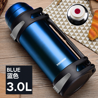304不锈钢保温杯304不锈钢保温壶户外大容量保温杯男女旅行保冷壶旅游壶.1-3.0L蓝色3000ML