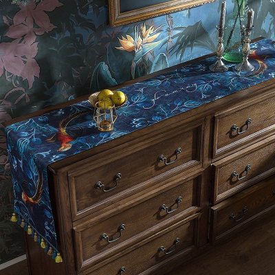 美帮汇电视机茶几洗衣机长方形搭巾盖巾餐桌布茶几桌布桌旗 B[电视柜布] 40*200cm