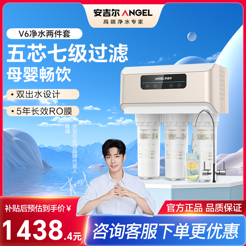 安吉尔净水器J2605-ROB60(A8)家用直饮无桶净水机厨房自来水过滤芯反渗透RO过滤V6
