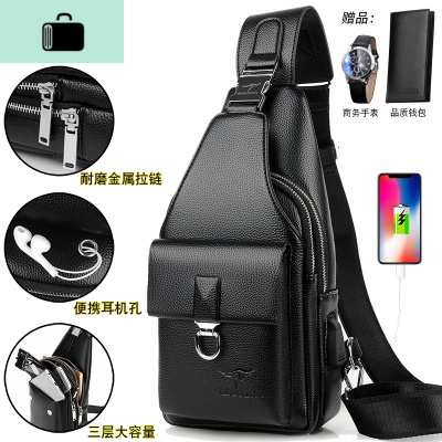 2020新款男士胸包斜挎包男单肩包韩版休闲多功能斜跨小背包潮皮包NEW LAKE男士单肩包