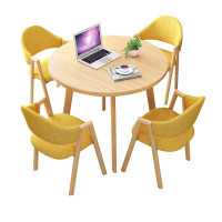 易企采 洽谈桌椅组合 接待桌椅小圆桌子简约休闲餐桌椅1桌4椅 1桌4椅颜色备注