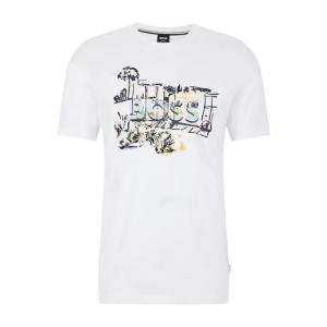 Hugo boss男士短袖T恤 时尚简约舒适白色圆领短袖棉质T恤舒适百搭休闲T恤 多色 XXL