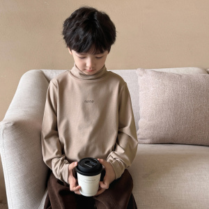 童酷儿童冬款湖州织里童装字母宝宝T恤加厚高领男童打底衫潮