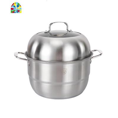 304不锈钢蒸锅加厚复底蒸笼屉煤气电磁炉家用多功能汤锅杰 FENGHOU 34cm