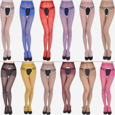 [三双装-俏果儿(Qiaoguoer)开档丝袜女士夏季性感免脱薄款高筒肉色防勾情趣开裆丝袜糖果色