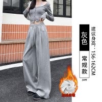 美式灰色运动裤子女春秋2025新款垂感直筒宽松bf慵懒休闲阔腿卫裤