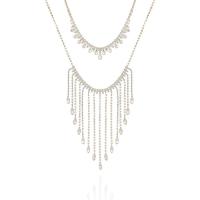 盖尔斯(GUESS)叠戴效果项链两排闪钻金色调项链短款寸长款寸可调节