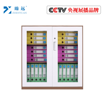 臻远文件柜办公柜钢制铁皮柜资料档案储物柜拆装窄边柜咖白色加厚款 925对开玻柜