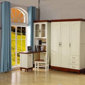 地中海实木书桌书架组合家用书房家具套装多功能电脑桌转角写字台