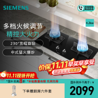西门子 4.2kw 燃气灶 嵌入式天然气灶具 台式双灶 玻璃面板 一级能效 ER8MF233MP