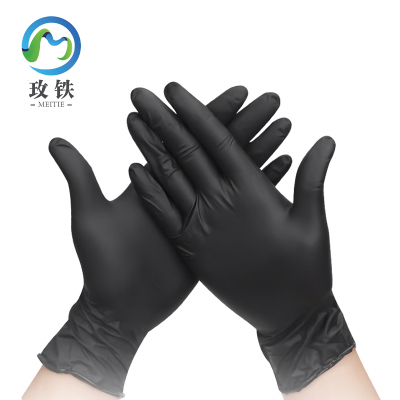 玫铁 一次性丁腈手套 黑色/M码 双