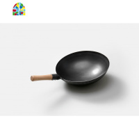 章丘老式铁锅家用圆底炒菜锅饭店厨师商用大马勺无涂层煤气灶炒勺 FENGHOU 40无耳炒锅