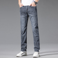 宽松长裤小脚裤男士牛仔裤薄款显瘦弹力潮男生春夏深灰修身牛仔裤