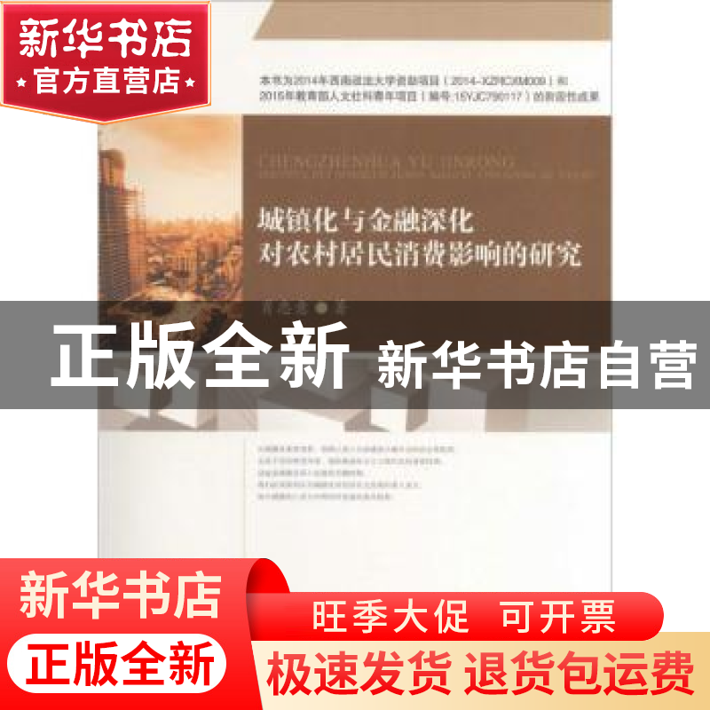 正版 城镇化与金融深化对农村居民消费影响的研究 肖忠意著 西南