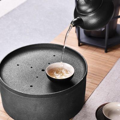 美帮汇大号黑陶茶盘粗陶功夫茶具创意陶瓷茶几茶台茶托干泡盘茶具套装
