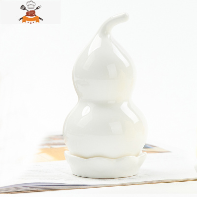 多彩骨瓷葫芦牙签筒时尚牙签笼客厅家居摆件棉棒收纳酒店牙签罐 敬平 纯奶白色