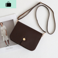 日系森女文艺复古淑女学院派单肩斜挎小包包女式 疯马皮邮差女包NEW LAKE 咖啡色女士单肩包