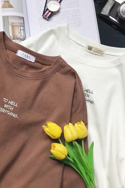 字母印花短袖T恤女夏季新款宽松女士打底衫上衣 韩国女装