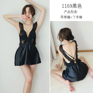 女式情趣睡衣性感吊带睡裙诱惑夜店风情镂空露背透视制服开档免脱露脐丝滑情趣内衣私密成人性用品长夜漫漫