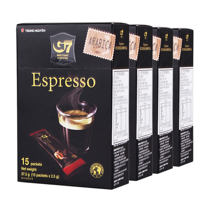 G7咖啡意式浓缩黑咖啡速溶咖啡粉ESPRESSO咖啡15条盒装买3送1-意式浓缩37.5克*3盒实发4盒150g