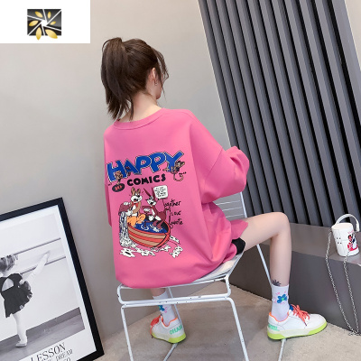 暖青汇-小个子洋气开叉情侣卫衣女秋冬百搭韩版宽松上衣炸街时尚卫衣