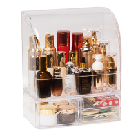 透明化妆品收纳盒防尘大容量家用桌面整理梳妆台口红护肤品置物架