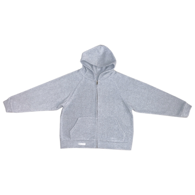 广赫浅麻灰色日系少女基础款可爱刺绣宽松纯色摇粒绒连帽卫衣外套H卫衣