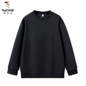 啄木鸟2025年春秋新款重磅保暖圆领纯色打底休闲宽松长袖男款卫衣